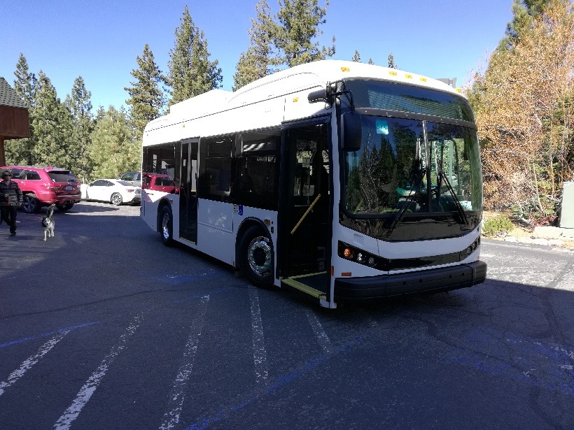 Bus parked in lot