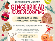 Zephyr Cove Library, Gingerbread House Decorating!