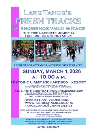 Camp Richardson Resort, “Fresh Tracks” 5K Snowshoe Walk and Race