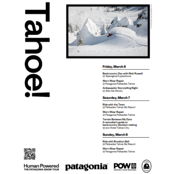 ambassador storytelling night patagonia snow tour human powered alibi ale works truckee public house