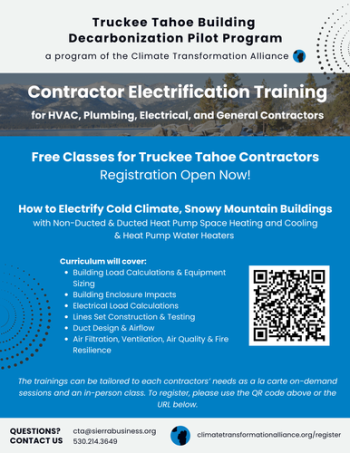 Sierra Business Council, Truckee Tahoe Contractor Electrification Training