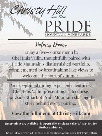 Christy Hill Lakeside Bistro, Pride Mountain Vineyards Wine Dinner
