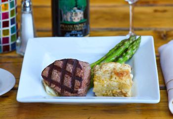 Spindleshanks Restaurant, Grilled Filet Mignon Truffle Butter and Potato Gratin