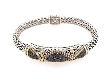 Bluestone Jewelry, Silver & 18 Karat Yellow Gold Black Diamond Bracelet