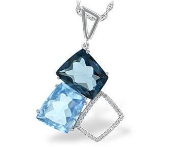 Bluestone Jewelry, London and Swiss Blue Topaz with Diamonds Pendant