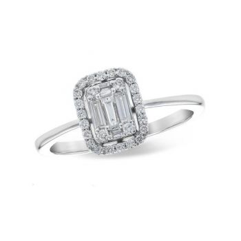Bluestone Jewelry, Baguette and Round Diamonds Engagement Ring