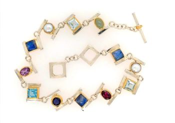 Bluestone Jewelry, Silver & Gold Bracelet Assorted Gemstones