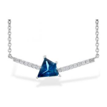 Bluestone Jewelry, 14 Karat White Gold Necklace w/ London Blue Topaz & Diamonds