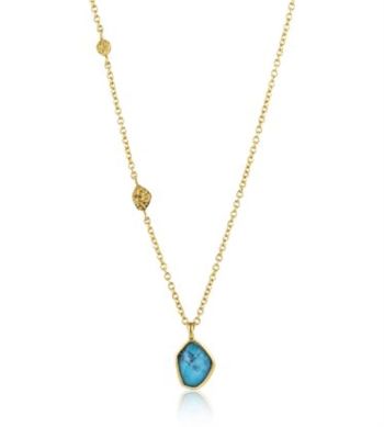 Bluestone Jewelry, 14kt Yellow Gold Plated Necklace with Turquoise