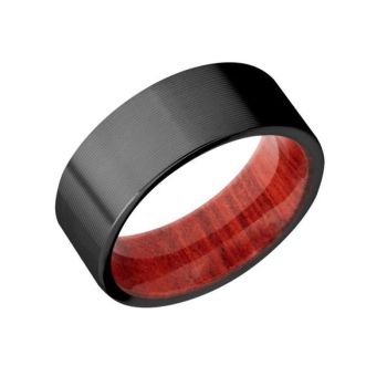 Bluestone Jewelry, Black Zirconium Ring with Hardwood Sleeve