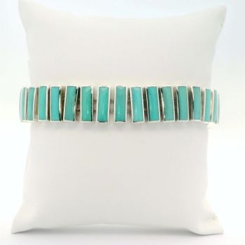 Bluestone Jewelry, Sterling Silver Rectangle Turquoise Link Bracelet