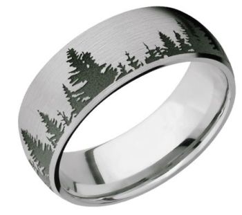 Bluestone Jewelry, Titanium Wedding Band with Tree Design