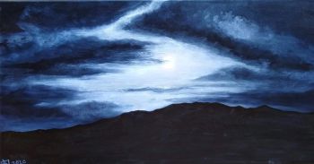 Bluestone Jewelry, "Moonrise" Original Oil Painting