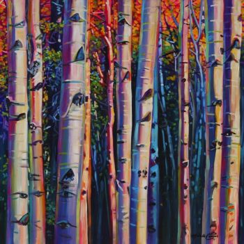 Candy Colored Aspens Painting by artist Michelle Courier