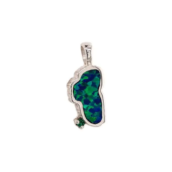 Bluestone Jewelry, Medium Silver Opal Lake Tahoe Pendant with Emerald