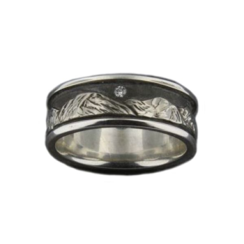 Bluestone Jewelry, Silver Tahoe Mountain Ring with Diamond