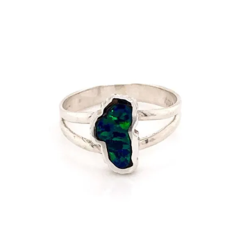 Bluestone Jewelry, Small Sterling Silver Opal Lake Tahoe Ring