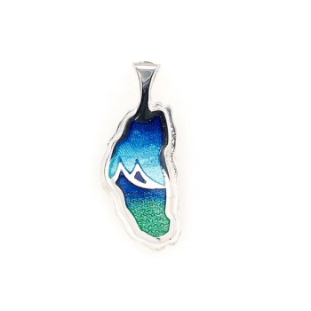 Bluestone Jewelry, Large Silver Mountain Reflection Enamel Pendant