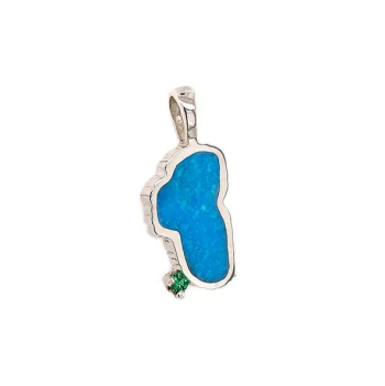 Bluestone Jewelry, Medium Silver Turquoise Lake Tahoe Pendant with Emerald