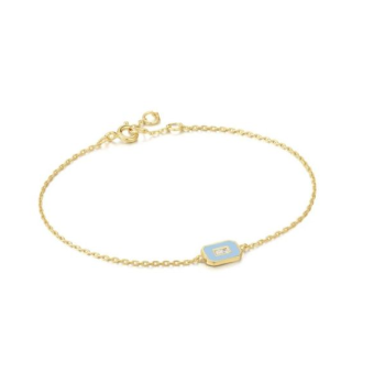 Bluestone Jewelry, Sterling Silver with Yellow Gold Plating Bracelet with White Enamel and CZ