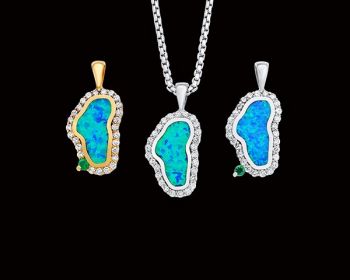 Steve Schmier's Jewelry, Fancy Diamond Opal Lake Tahoe Necklace