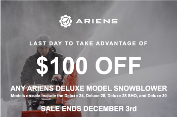 Mountain Hardware & Sports, $100 Off Ariens Snowblower