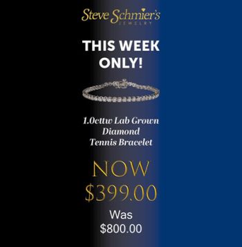 Steve Schmier's Jewelry, Closing Sale: Lab Grown Diamond Tennis Bracelet Just $399 (Was $800)