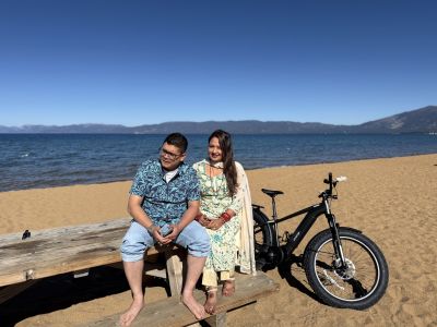 Young Couple from Bhutan on their honey moon at Baldwin beach with Tahoe Bike Company bikes