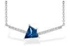 Bluestone Jewelry, 14 Karat White Gold Necklace w/ London Blue Topaz & Diamonds
