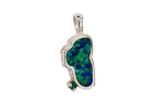 Bluestone Jewelry, Medium Silver Opal Lake Tahoe Pendant with Emerald