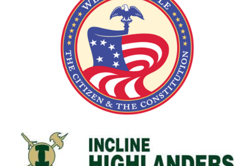 Logos of IHS Highlanders and We the People Civic Ed organization